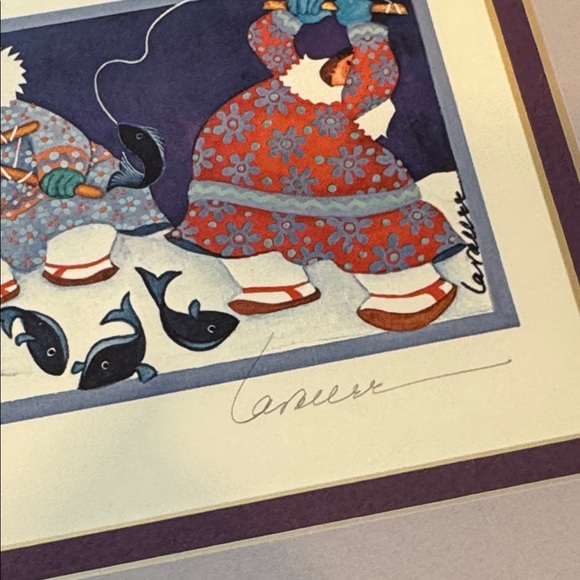 Barbara Lavallee ice fishing  Matted Framed Print - Picture 3 of 10